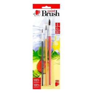 ICO Festőecset készlet, 3 ecset, 4, 6, 10-es méretben, 100% póniszőr, festéshez - ICO