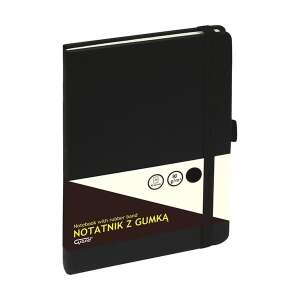 Grand A5 Notizbuch mit Gummiband, schwarzer Einband, 80 Seiten, kariert - Hefte