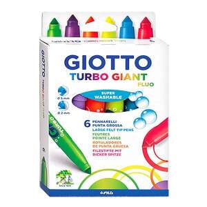 Giotto Turbo Giant Fluo Szuper Mosható 6 db-os Nagy Hegyű Filctoll Készlet - Filctoll