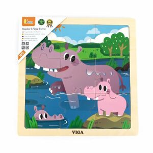 Drewniane puzzle Viga z hipopotamem dla dzieci, zabawka edukacyjna - Puzzle Baba