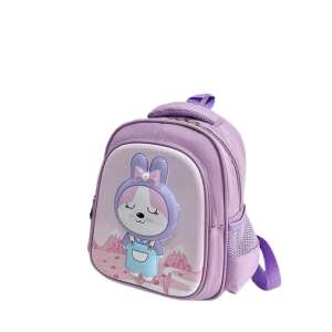 Világos lila rajzfilm nyuszi 3D hátizsák gyerekeknek, iskolába vagy óvodába, poliészter, Rajzfilm nyuszi 3D hátizsák - Óvodai kellék