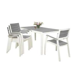Keter Harmony kerti bútor szett, asztal + 4 szék fehér/világos szürke 94837465 