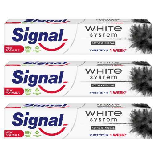 Signal White System Holzkohle-Zahnpasta 3x75ml