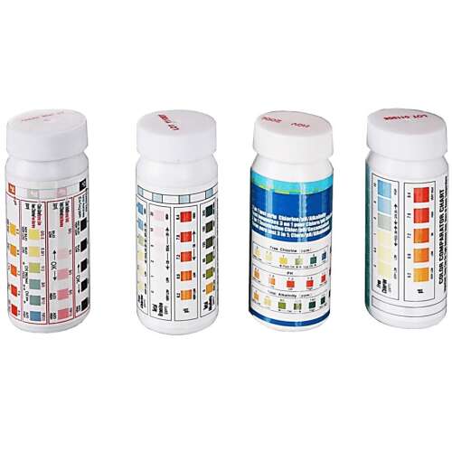 Vízelemző, tesztcsíkos, pH / Klór / Bróm / TA / TH szint méréséhez, 50 db tesztcsík 94837901