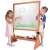 Two children drawing on Timeless Tools double-sided, outdoor and indoor plexiglass drawing board, wooden easel, clear drawing surface, storage shelf, paint tray, kids art easel