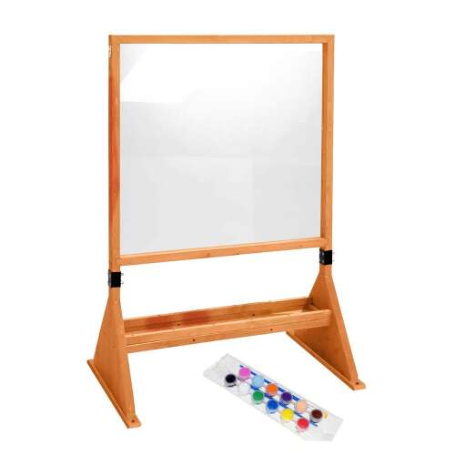 Timeless Tools double-sided, outdoor and indoor plexiglass drawing board, wooden easel, clear drawing surface, storage shelf, paint tray, kids art easel