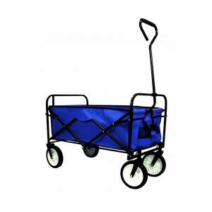 Blue folding hand truck with 4 wheels, 70 kg capacity - GardenLine