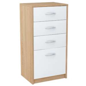 Manhattan Jelin Komód - 4 Fiók - Sonoma Tölgy/Fehér