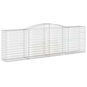 vidaXL 25 db íves horganyzott vas gabion kosár, 400x50x120/140 cm, elülső nézet - Kerítéselem