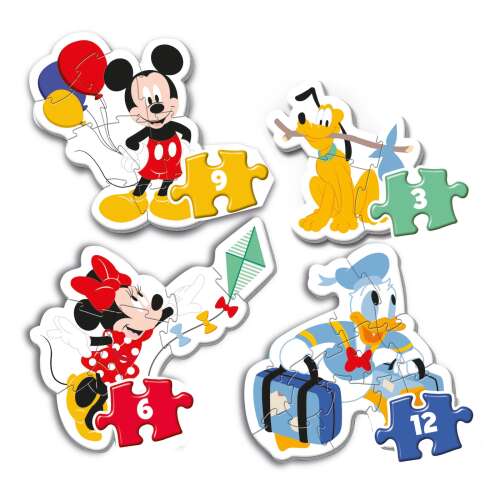 Clementoni Disney SuperColor Puzzle - Moje pierwsze puzzle, 4 puzzle w kształcie, Myszka Miki, Minnie Mouse, Donald Duck, Goofy, od 2 lat