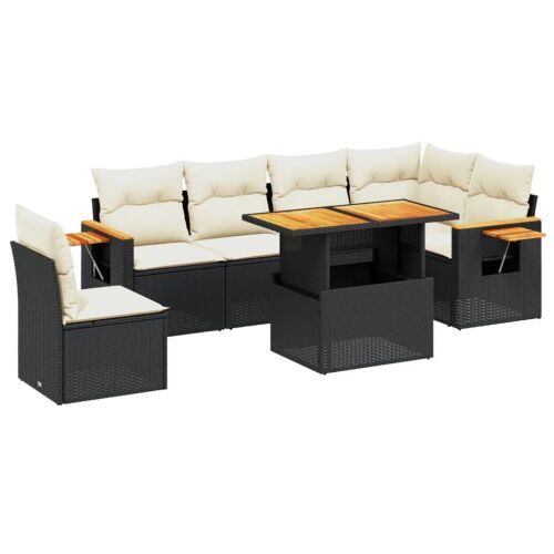 VidaXL Polyrattan Kerti Ülőgarnitúra - 7 részes - Fekete 168099170 - Kerti ülőgarnitúra