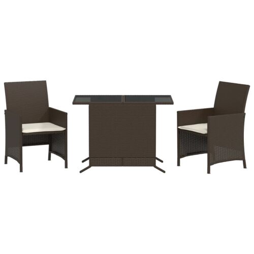 vidaXL 3 részes barna polyrattan bisztrógarnitúra párnákkal 173480115 - Balkon szett