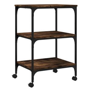 vidaXL 3 szintes füstös tölgy színű nyomtatóállvány kerekekkel - Irodai szekrény