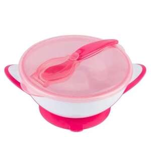 BabyOno tapadós fedeles tányér kanállal - rózsaszín 35719932 