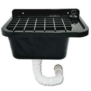 Fekete műanyag falra szerelhető mosdó lefolyó csővel, CR.smart Itali 2051N - Kerti kút és csap