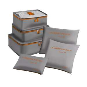 Trizand Travel Organizer Set of 6 in Grey and Orange - Trizand