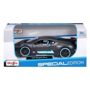 Maisto 1/24 méretarányú öntött fém modell autó, Bugatti Divo, különleges kiadás, fekete, kék díszítéssel - Maisto Tech