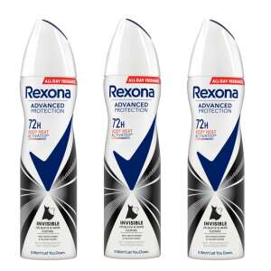 3 pack Rexona Advanced Protection Invisible deodorant spray for women, 72 hours protection, black and white, 150ml - Dezodor