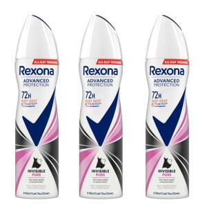 3 Pack Rexona Advanced Protection Invisible Pure Deodorant for Women, 72 Hour Protection, Anti-White Marks and Yellow Stains, Body Heat Activated - Dezodor