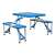 Trizand blue folding camping table and chairs set, unfolded, with a carrying handle