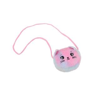 Rózsaszín és kék cicás táska, plüss, pánttal - Gyerek válltáska, oldaltáska