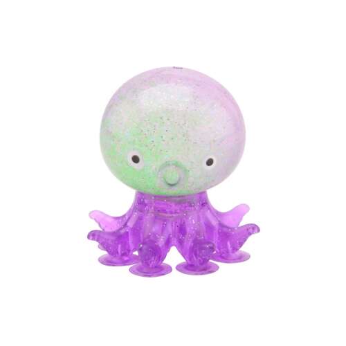 Lila csillogó polip stresszlabda szívókorongokkal