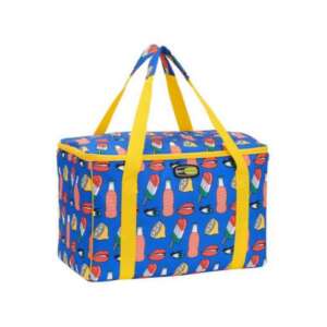 Gio'Style Evo Square Kühltasche in Blau mit einem bunten Muster - Lebensmittel- & Getränkebehälter