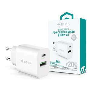 Devia Smart Series PD+QC Gyors Tölto 20W EU Fehér USB-A USB-C - Devia