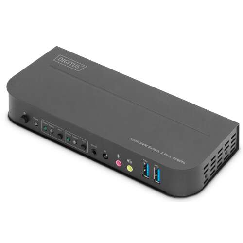DIGITUS DS-12874 Switch KVM HDMI cu 2 porturi, cu USB și audio, 4K 60Hz