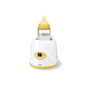 Beurer BY 52 Baby Food and Bottle Warmer, white and yellow, with a baby bottle inside - Feeding