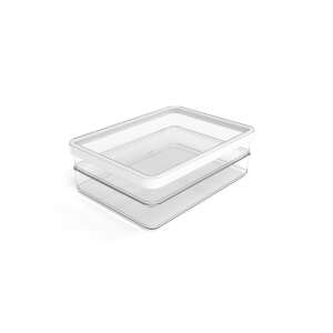 Set de recipiente pentru depozitarea alimentelor Rotho Loft 0,85 l, 2 bucăți, plastic transparent cu capac alb, vedere înclinată - Cutii alimentare