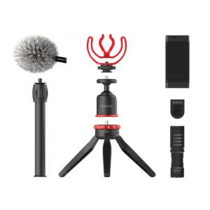 Boya BY-VG330 Smartphone-Stativ-Set mit Mikrofon, beinhaltet Stativ, Telefonklemme, Mikrofon und Zubehör - Foto, Video & Optik