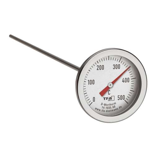 Bimetál oven thermometer 0°...+500°C 14.1035.60, stainless steel, oven thermometer, pizza oven thermometer, wood-fired oven thermometer, bread oven thermometer, grill thermometer, smoker thermometer