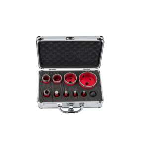 Zestaw diamentowych pił do cięcia otworów Red Technic, 9 sztuk, 6-68 mm, M14, HEX, w aluminiowej walizce - Piła tarczowa i otwornica