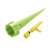 Green self watering spike for plants, showing parts