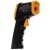Infrared thermometer, non-contact temperature measurement, side view, black and yellow