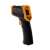 Infrared thermometer, non-contact temperature measurement, side view, black and yellow