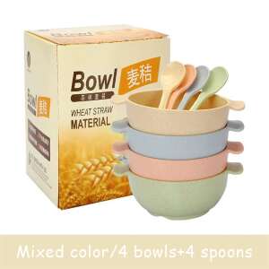 TOO - Búzaszalma Baba Tál és Kanál Készlet - 4 db