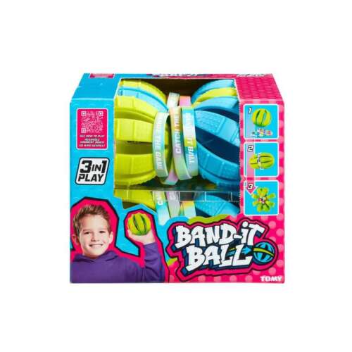Tomy Band-it Ball 3 în 1, minge transformabilă pentru copii, se transformă într-o minge, frisbee și minge de rugby mini