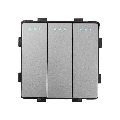 LUXION Hármas Váltó Modul, Elülső nézet, a három kapcsoló gomb bemutatása