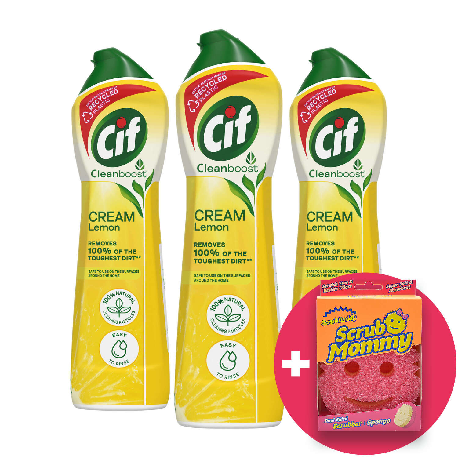 E-shop Cif Leštiaci krém - Citrón 3x500ml + Darčeková špongia Scrub Mommy