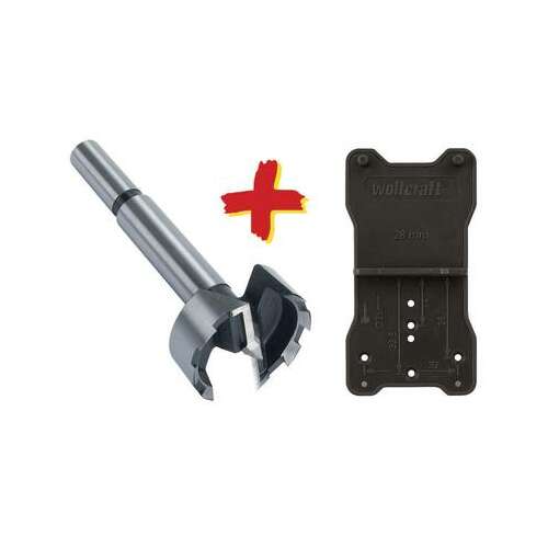 Wolfcraft 10mm-es Forstner fúró központozó csúccsal és fúrási sablonnal a pontos zsanérfúráshoz