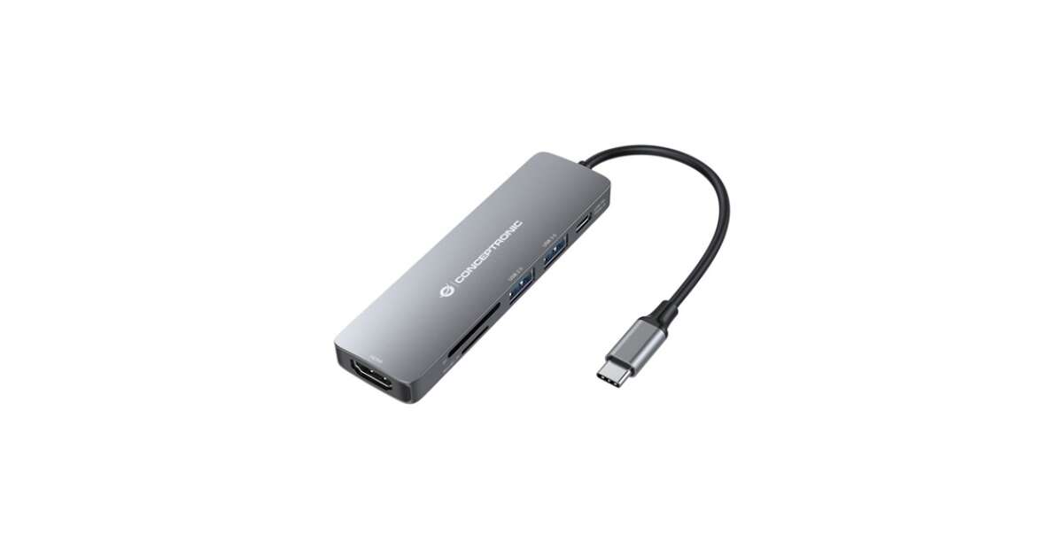 Conceptronic DONN11G laptop-dockingstation & portreplikator Kabelgebunden USB 3.2 Gen 1 (3.1 Gen 1) Type-C Grau (DONN11G) 94938062