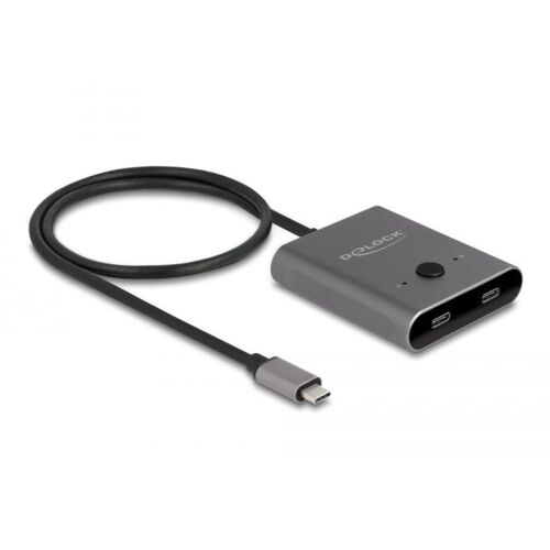 Delock USB-C 2 az 1-ben kétirányú kapcsoló két számítógép egy eszközhöz való csatlakoztatásához vagy fordítva, 8K felbontás támogatással