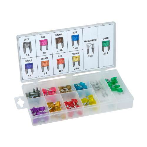 MNC Biztosíték készlet tárolódobozban - 100 db - 2-30A 0516