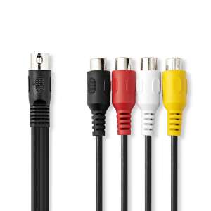 DIN audio kábel | DIN 5 Tűs Dugasz | 4 db RCA aljzat | Nikkelezett | 0.20 m | Kerek | PVC | Fekete | Label 94941430 