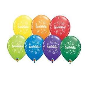 Qualatex 28 cm-es Gratulálok lufik, vegyes színek, 6 db-os csomag - Qualatex