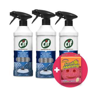 Cif Perfect Finish Spray Entkalker 3x435ml + Geschenk Scrub Mommy Schwamm 94964210 Entkalker