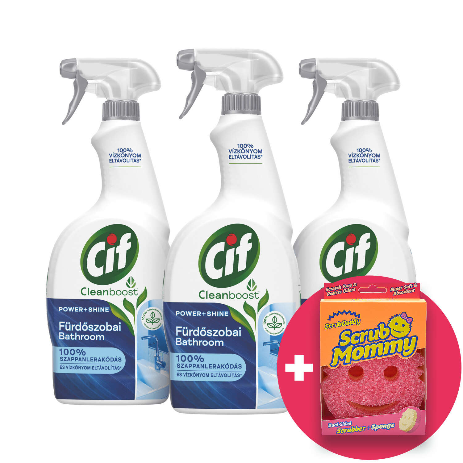 E-shop Cif Power&amp;amp;Shine kúpeľňový sprej 3x750ml + darčeková hubka...