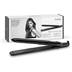 BaByliss Sleek Finish 230 Tourmalin-Keramik-Glätteisen, Verpackung mit Model, das das Produkt verwendet - Haarglätter